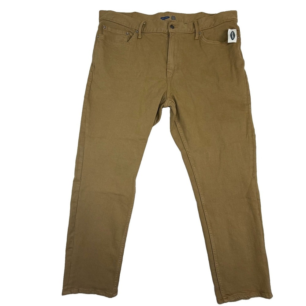 NWT Old Navy Relaxed Slim Taper Men's Pants Sz 40x30 Khaki Tan Built in Flex NEW